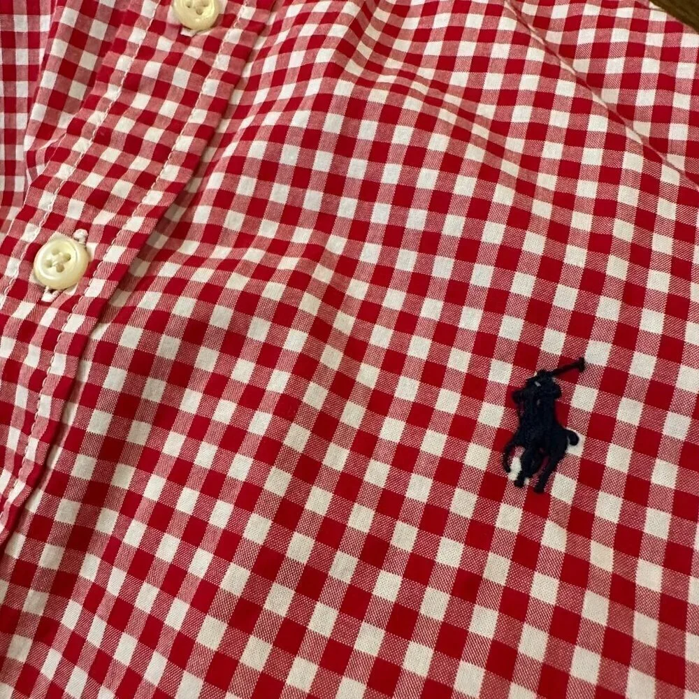 Ralph Lauren gingham plaid button up shirt